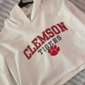 White hoodie crop top